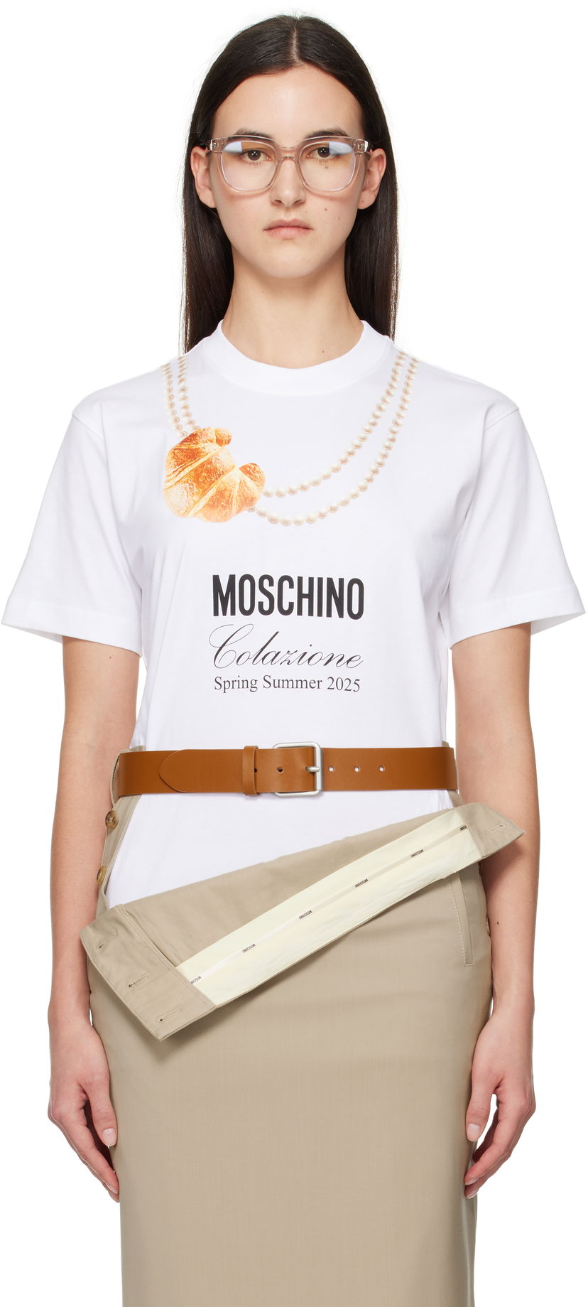T-shirt Moschino Moschino Breakfast Graphic T-Shirt Vit | A070305411001