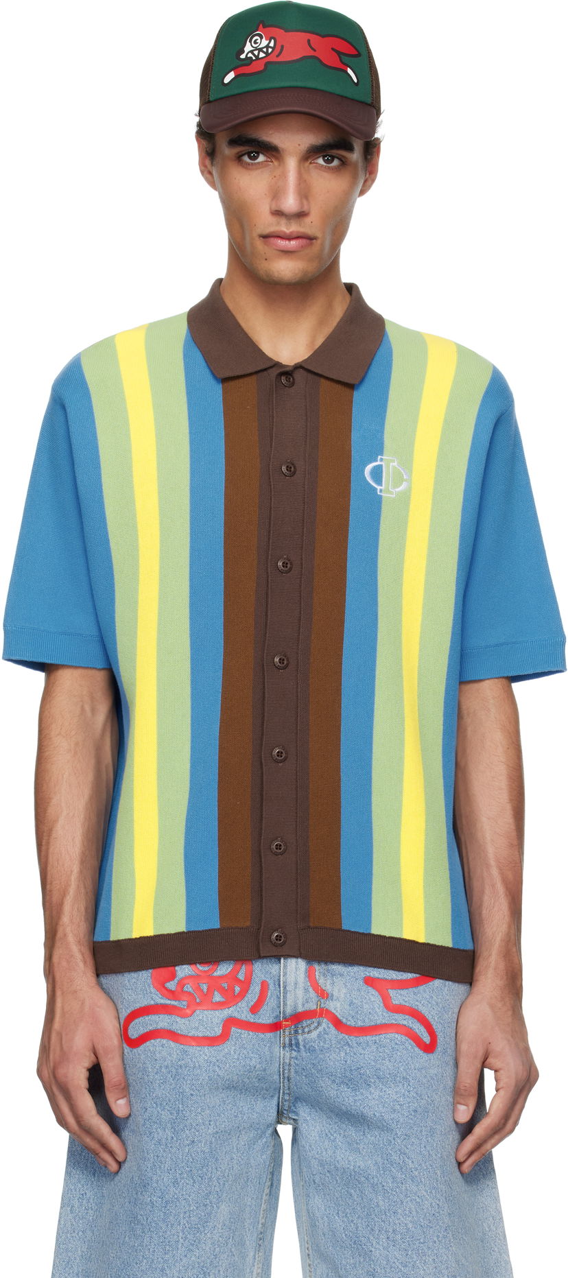 Sweater BBC IceCream ICECREAM Jacquard Knit Short Sleeve Polo Flerfärgad | IC25124