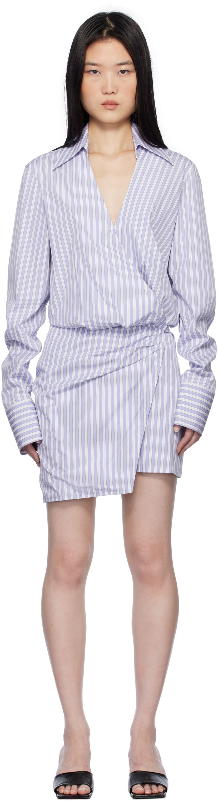 Klä The Attico Attico Striped Wrap Shirt Mini Dress Purpur | 250WCA00394 CCC051AA