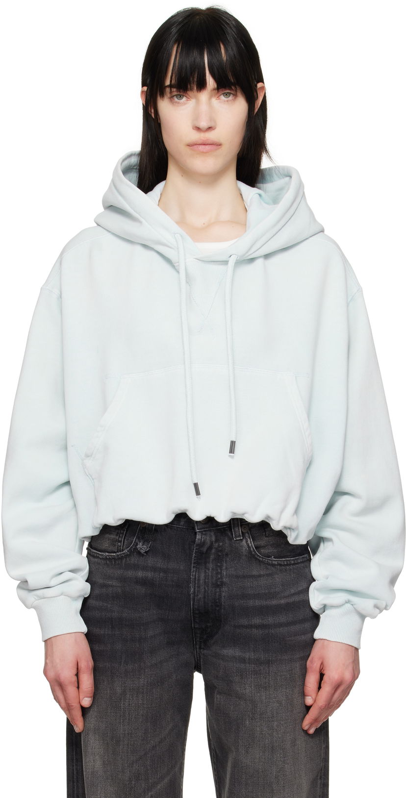 Sweatshirt R13 R13 Balloon Popover Cropped Hoodie Grön | R13WK215-001BE