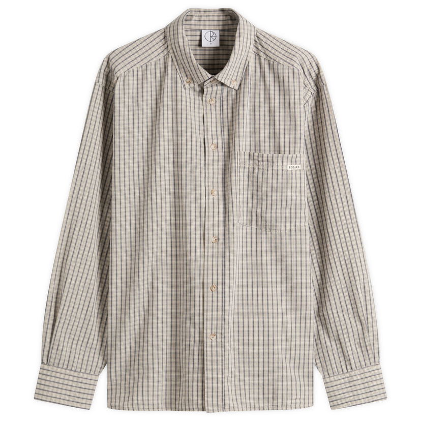 Skjorta Polar Skate Co. Ben Check Button-Down Shirt, Size Large Beige | PSC-SU25-4-IVO