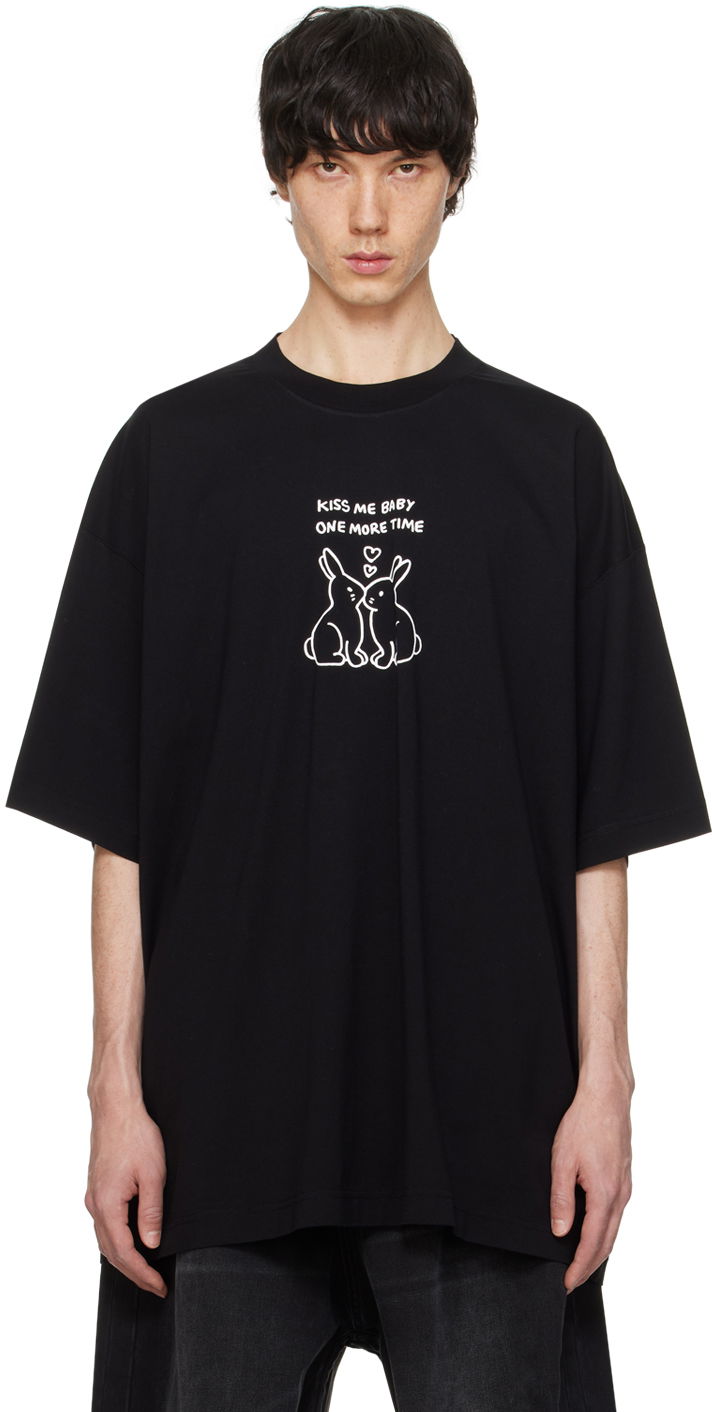 T-shirt VETEMENTS Kissing Bunnies T-Shirt Svart | UE64TR240B