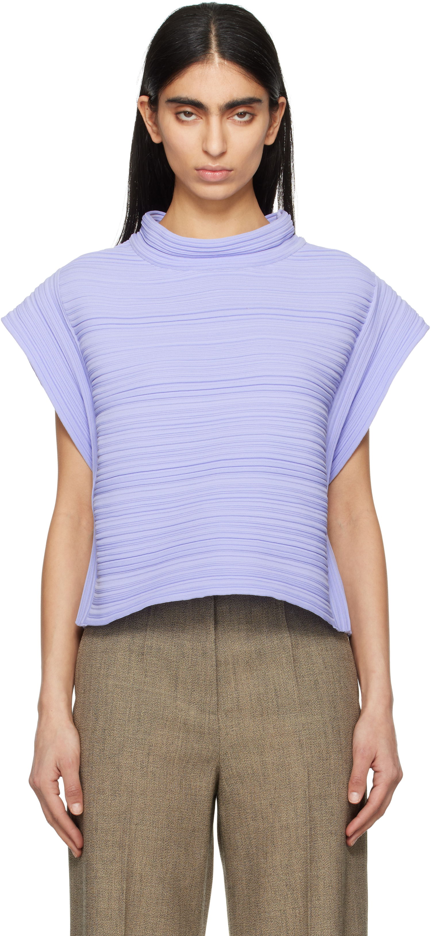 Sweater Pleats Please Issey Miyake Pleats Please Issey Miyake Crepe Knit Top Purpur | PP56KE821, 0