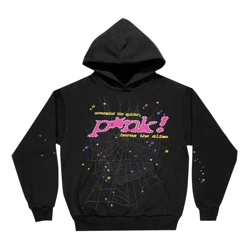 Sweatshirt Sp5der Sp5der P*nk Graphic Print Hoodie Svart | 2406-1FW210106PH-BLAC, 0