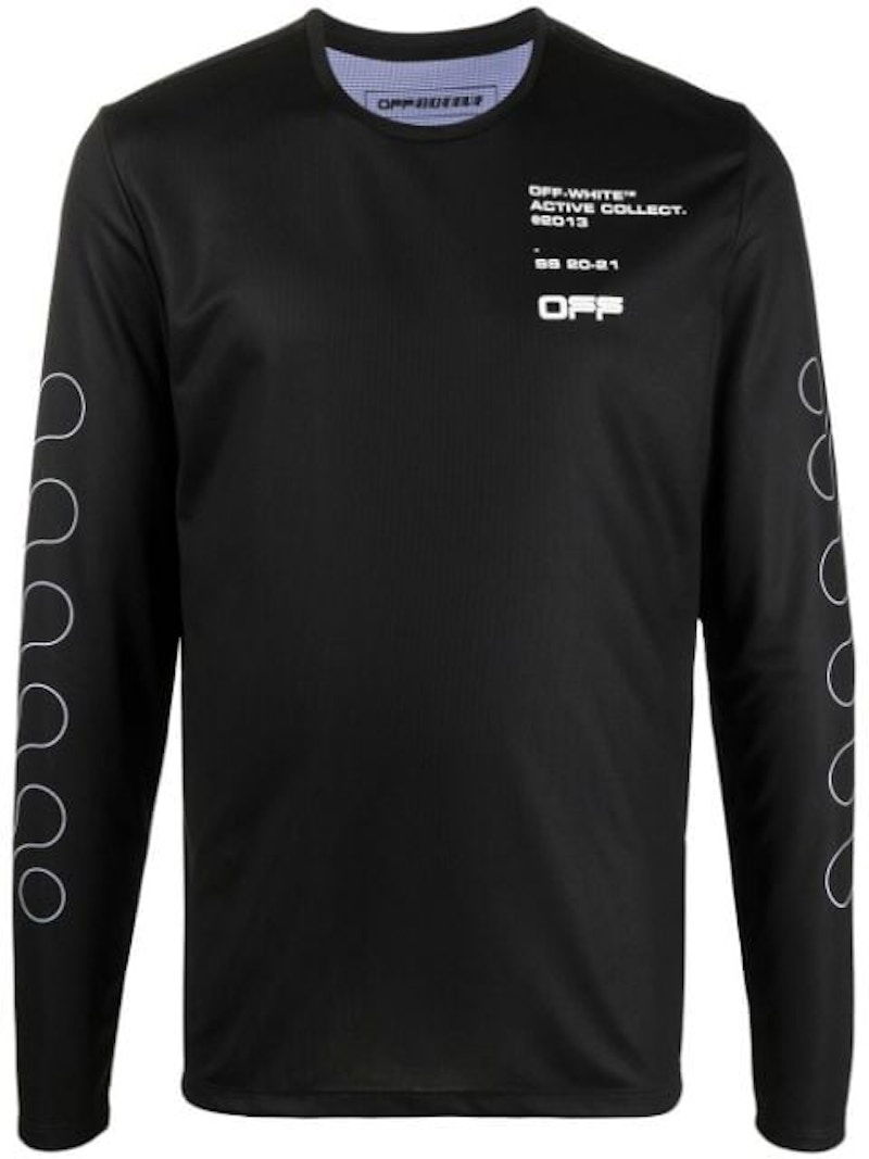 T-shirt Off-White Active Diag L/S T-shirt Black/White Svart | OMVB013V21FAB0021001
