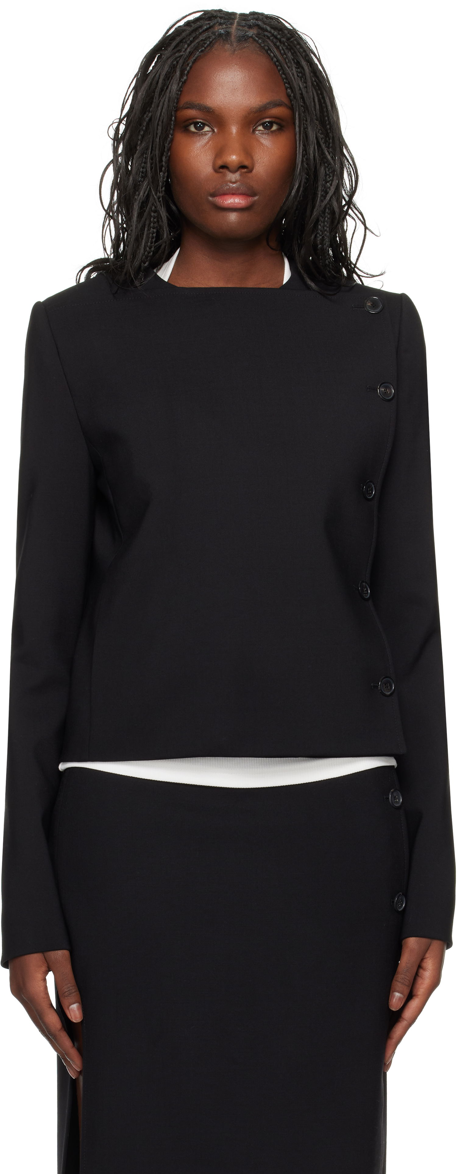 Jacka Courrèges Buttoned Tailored Jacket Svart | 424CVE102WO0113, 0