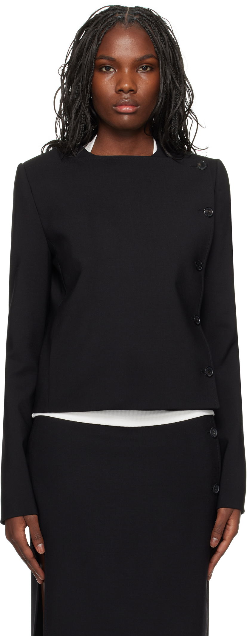 Jacka Courrèges Buttoned Tailored Jacket Svart | 424CVE102WO0113