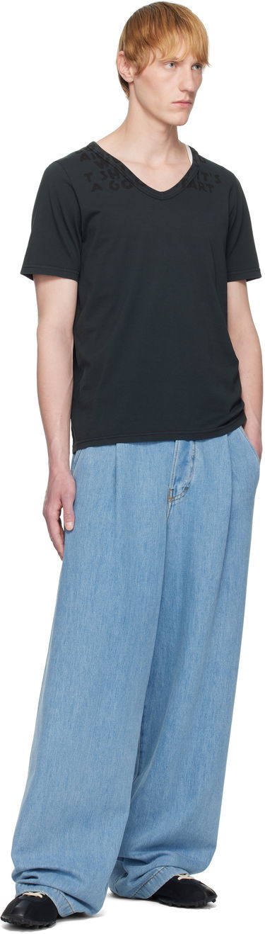 T-shirt Maison Margiela MM6 Maison Margiela V-Neck Jersey T-Shirt Svart | SH2GC0022 M20115, 3