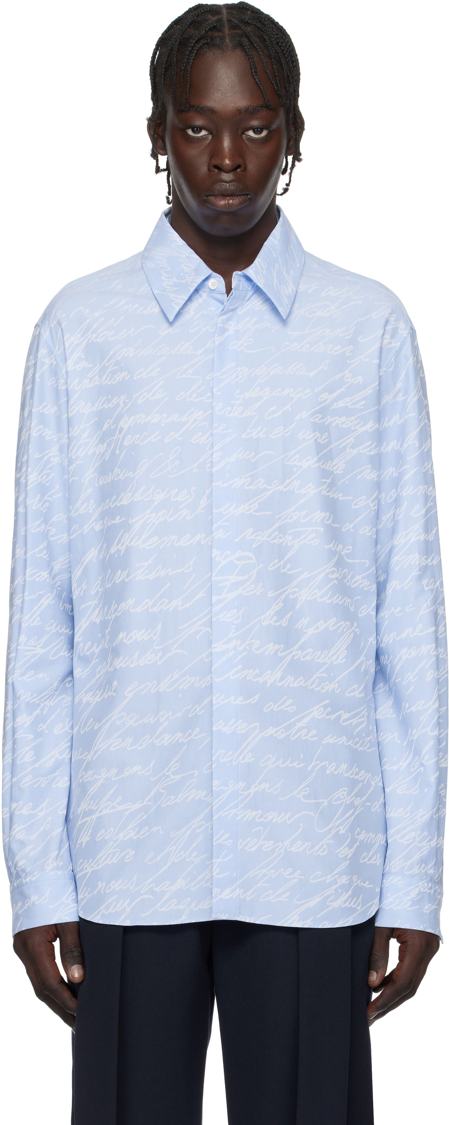 Skjorta Balmain Love Letter Print Shirt Blå | EH1HS405CF82, 0