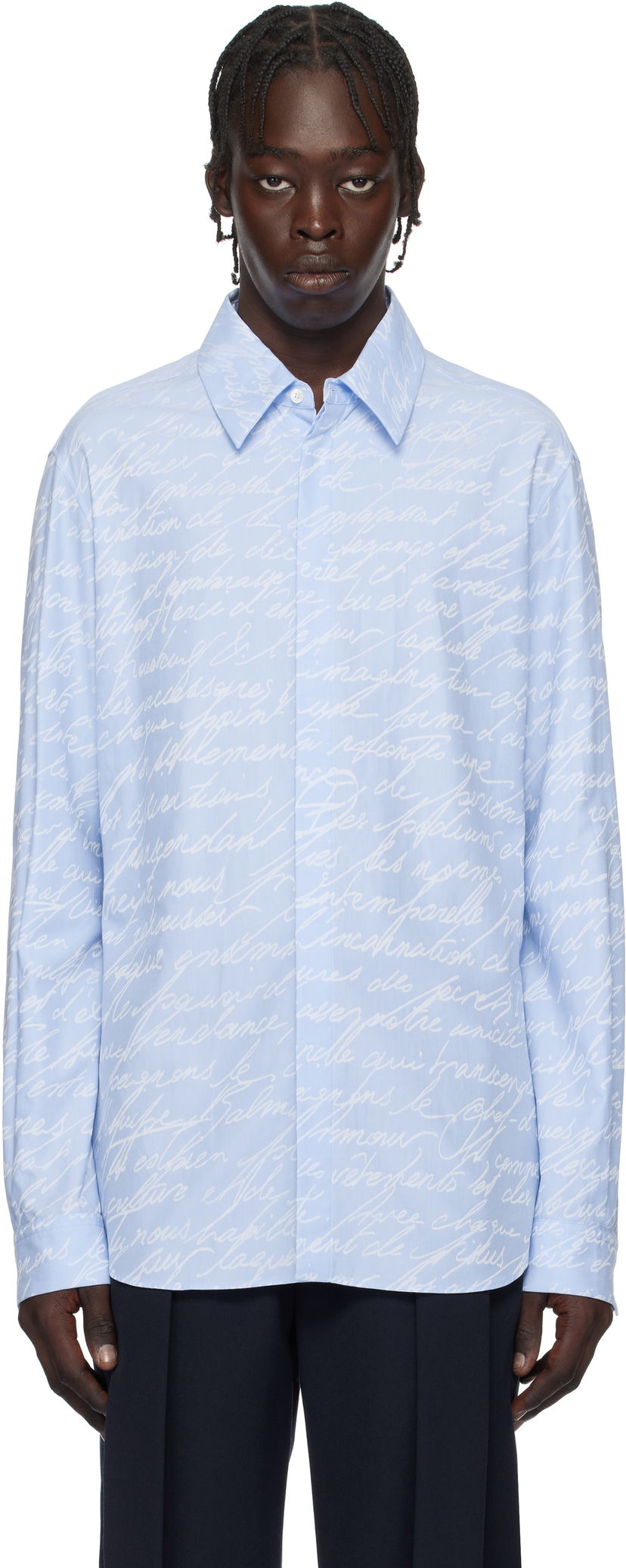 Skjorta Balmain Love Letter Print Shirt Blå | EH1HS405CF82