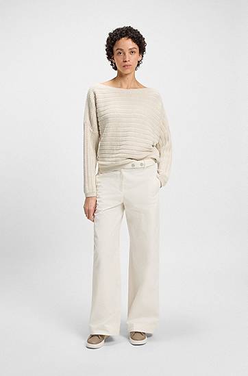 Sweater BOSS Knitted Sweater with Mixed Structures Beige | 50543049, 1