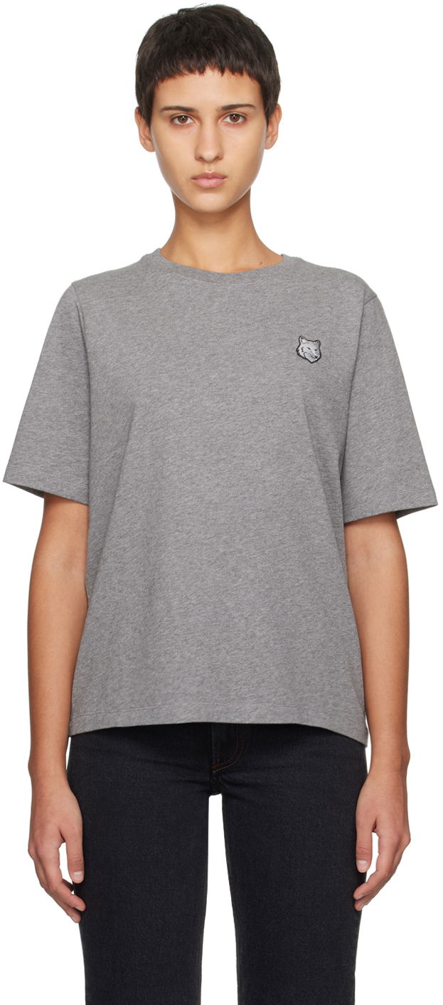 T-shirt MAISON KITSUNÉ Bold Fox Head Patch T-Shirt Grå | MW00127KJ0119, 0