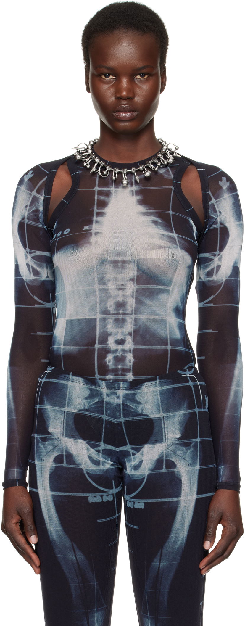 Kropp Jean Paul Gaultier Jean Paul Gaultier 'The Squeletor' X-Ray Print Mesh Top Svart | 25/33-F-TO243-T580-005956