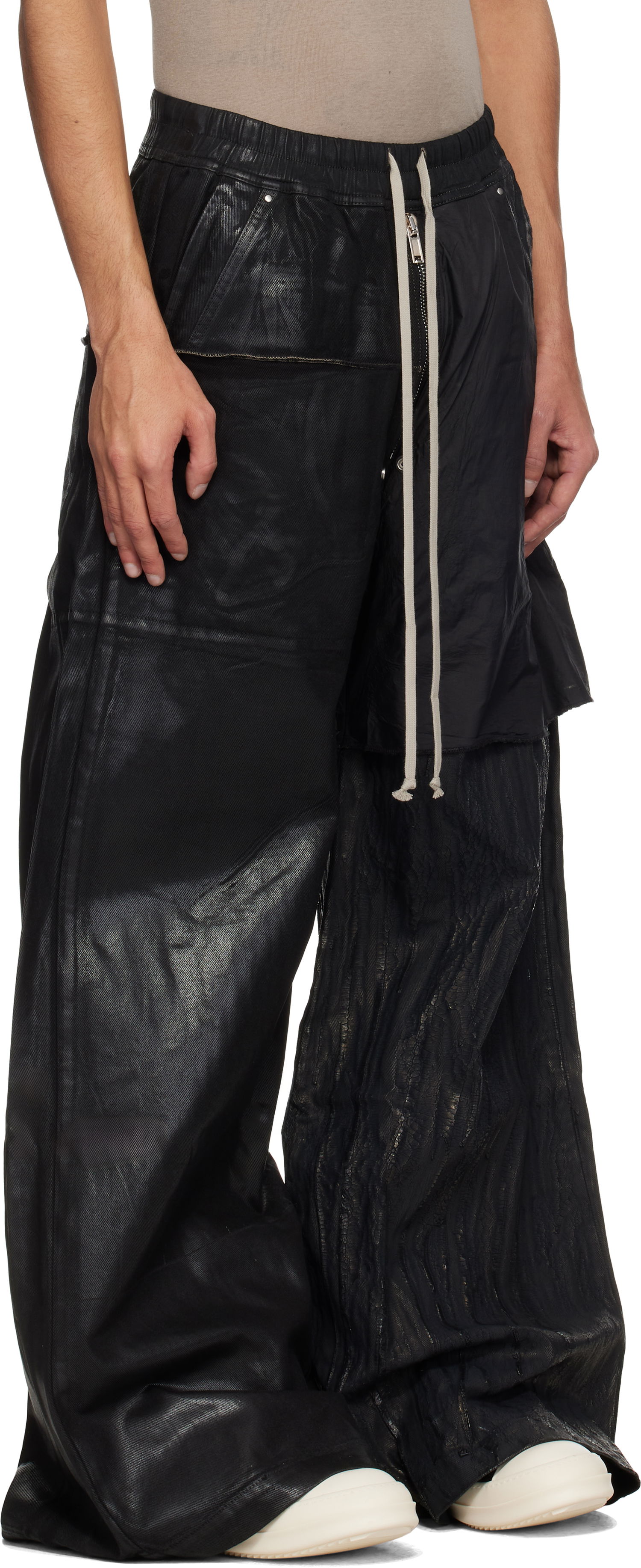 Byxor Rick Owens Rick Owens DRKSHDW Hollywood Geth Belas Wide Leg Jeans Svart | DU01E3378 COMW1, 1