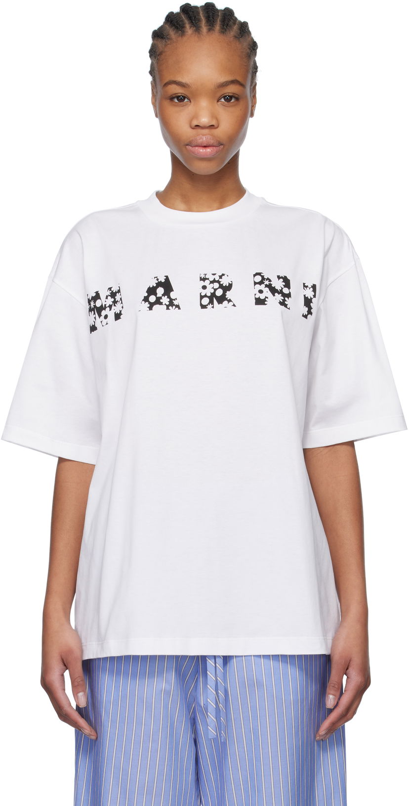 T-shirt Marni Marni Pop Fields Logo T-Shirt Vit | THJET49P15 USCX50