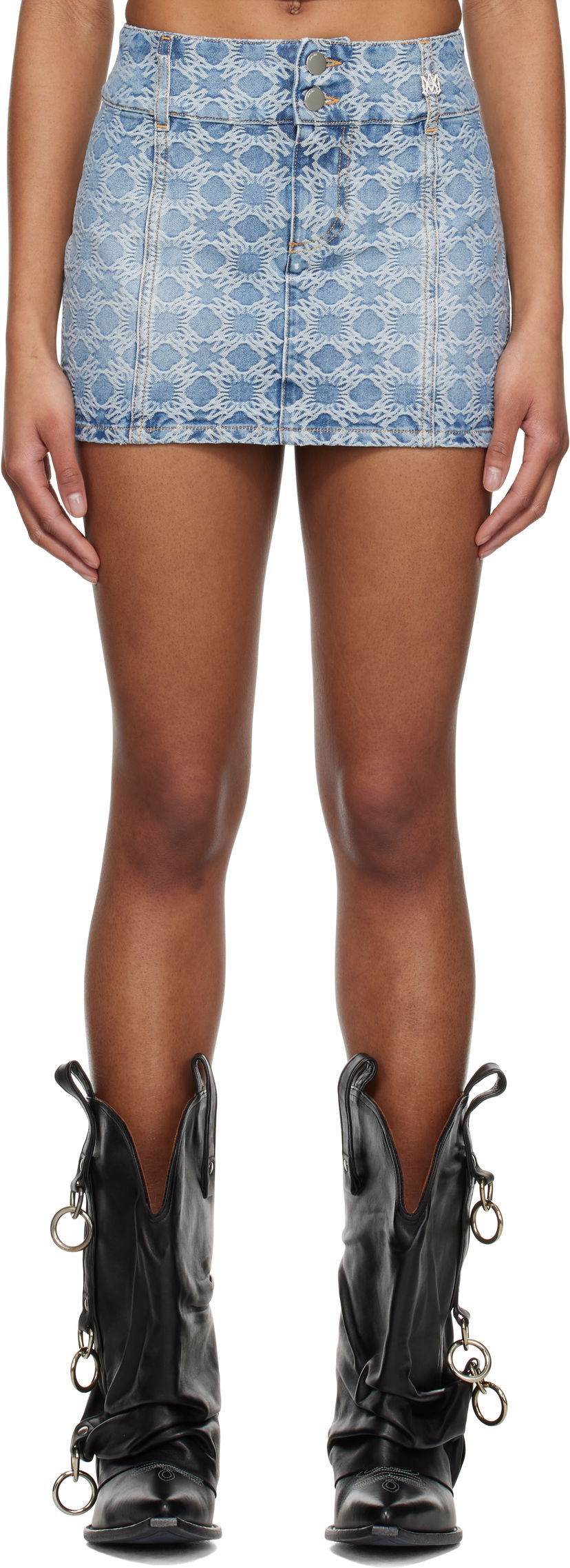 Kjol AMIRI AMIRI MA Quad Jacquard Denim Miniskirt Blå | AWDNKR1006