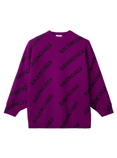 Sweater Balenciaga Allover Logo Sweater Purpur | 657520T15675272
