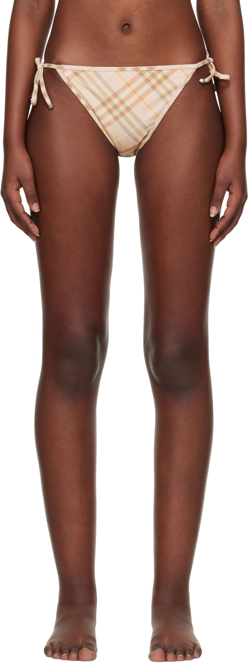 Badkläder Burberry Burberry Check Bikini Bottom Beige | 8108592