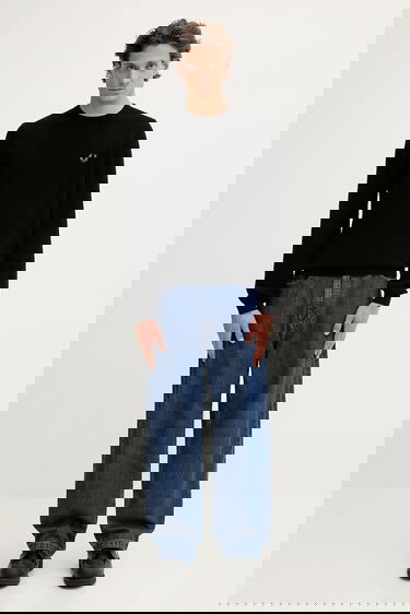 Sweater Fred Perry Fred Perry Crew Neck Sweater Svart | K1309, 4