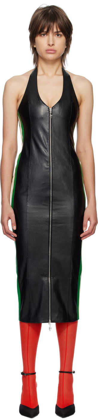 Klä Miaou Miaou Hannah Jewett Harlow Faux-Leather Midi Dress Svart | 5030VLBLK