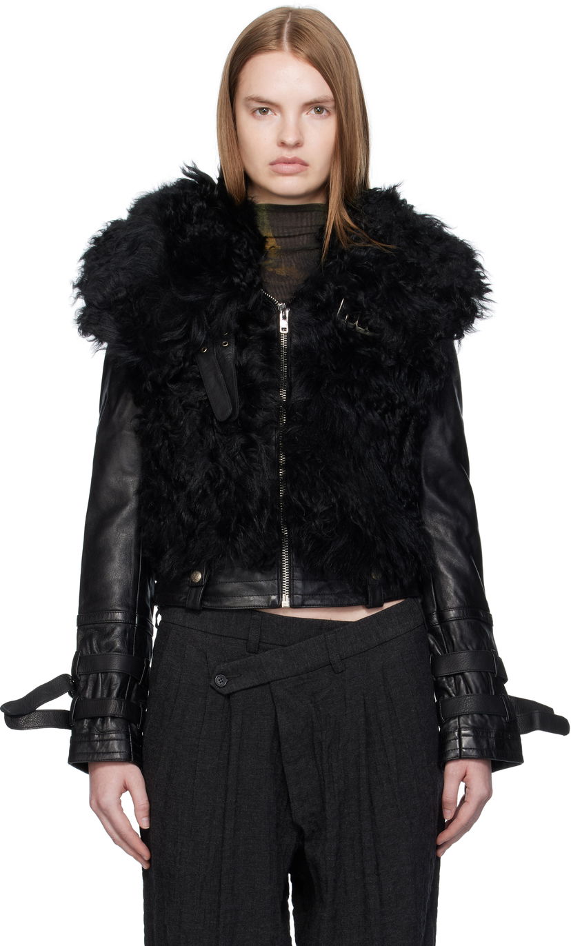 Jacka R13 R13 Furry Shrunken Shearling Jacket Svart | R13WR419-R544A