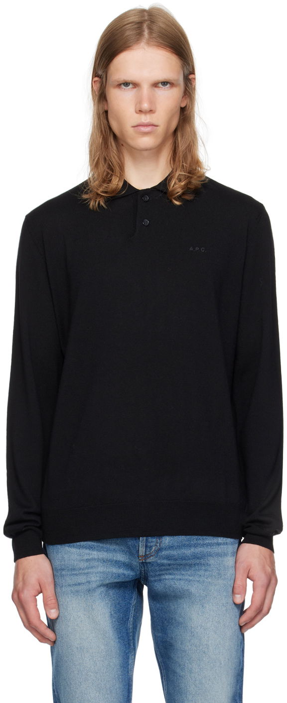 Polotröja A.P.C. Embroidered Logo Polo Svart | WVAWM-H23324