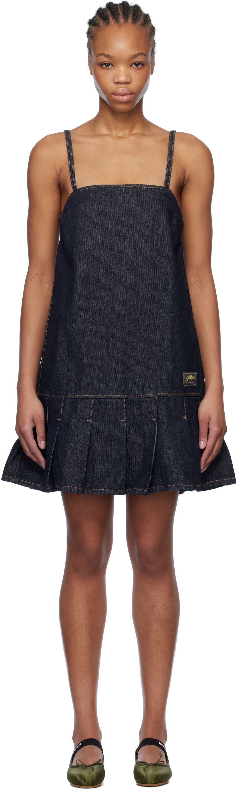 Klä GANNI GANNI Denim Pleated Mini Dress Blå | J1622