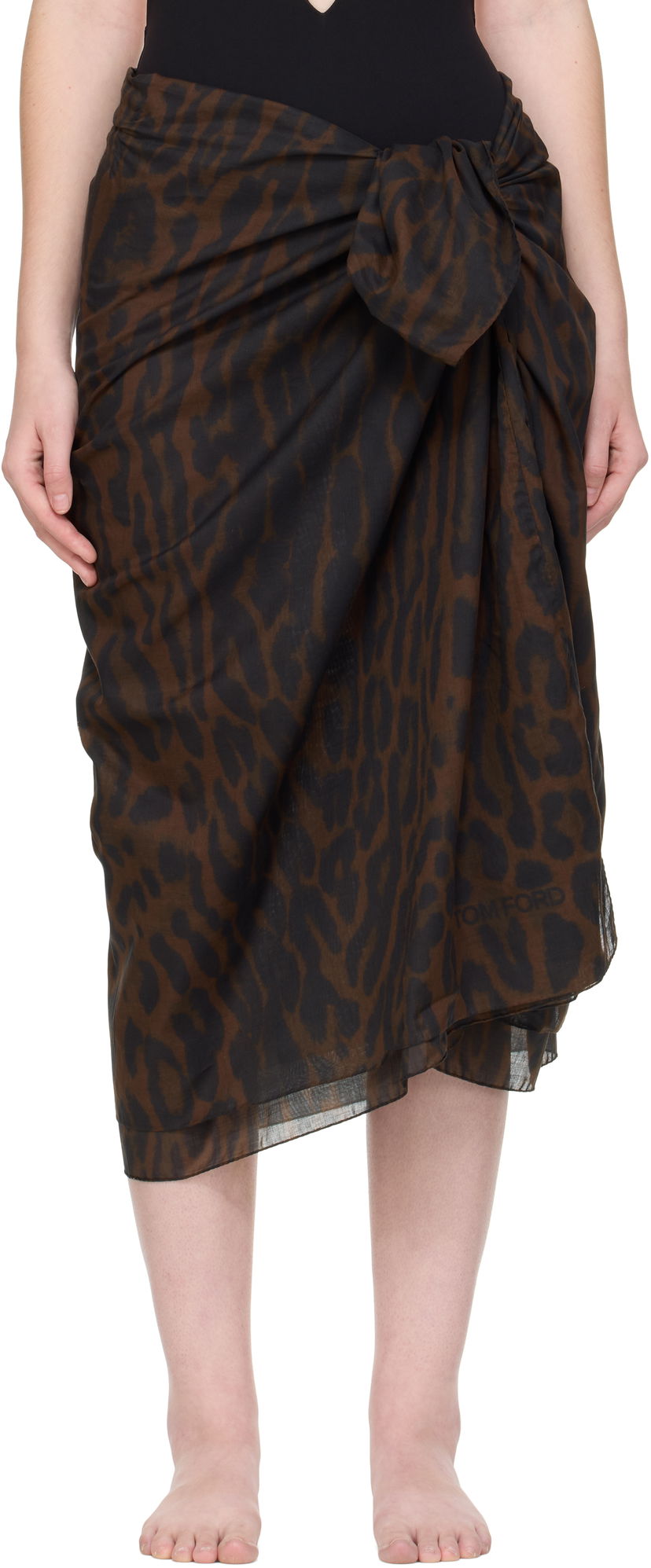 Badkläder Tom Ford Tom Ford Pareo Wrap Cover-Up Skirt Brun | PAR001-FAP244