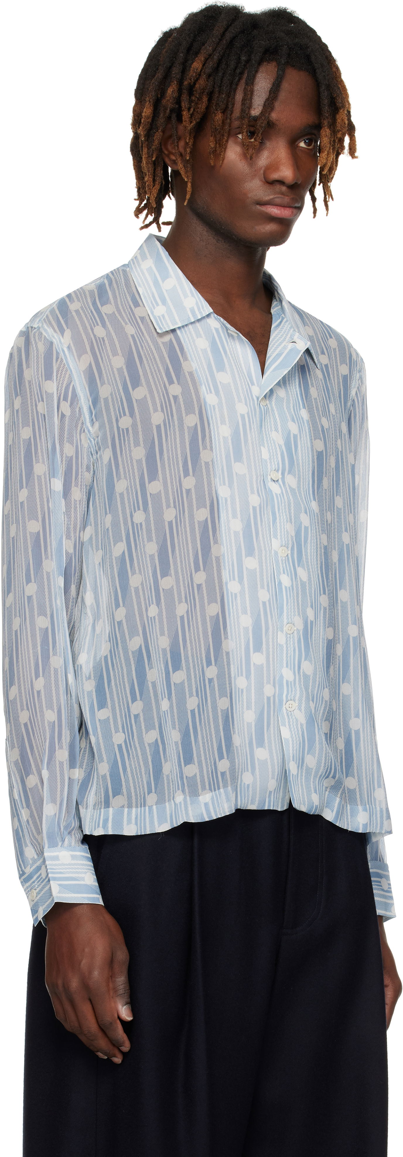 Skjorta Bode Bode Meridian Print Shirt Blå | MRS25SH034, 1