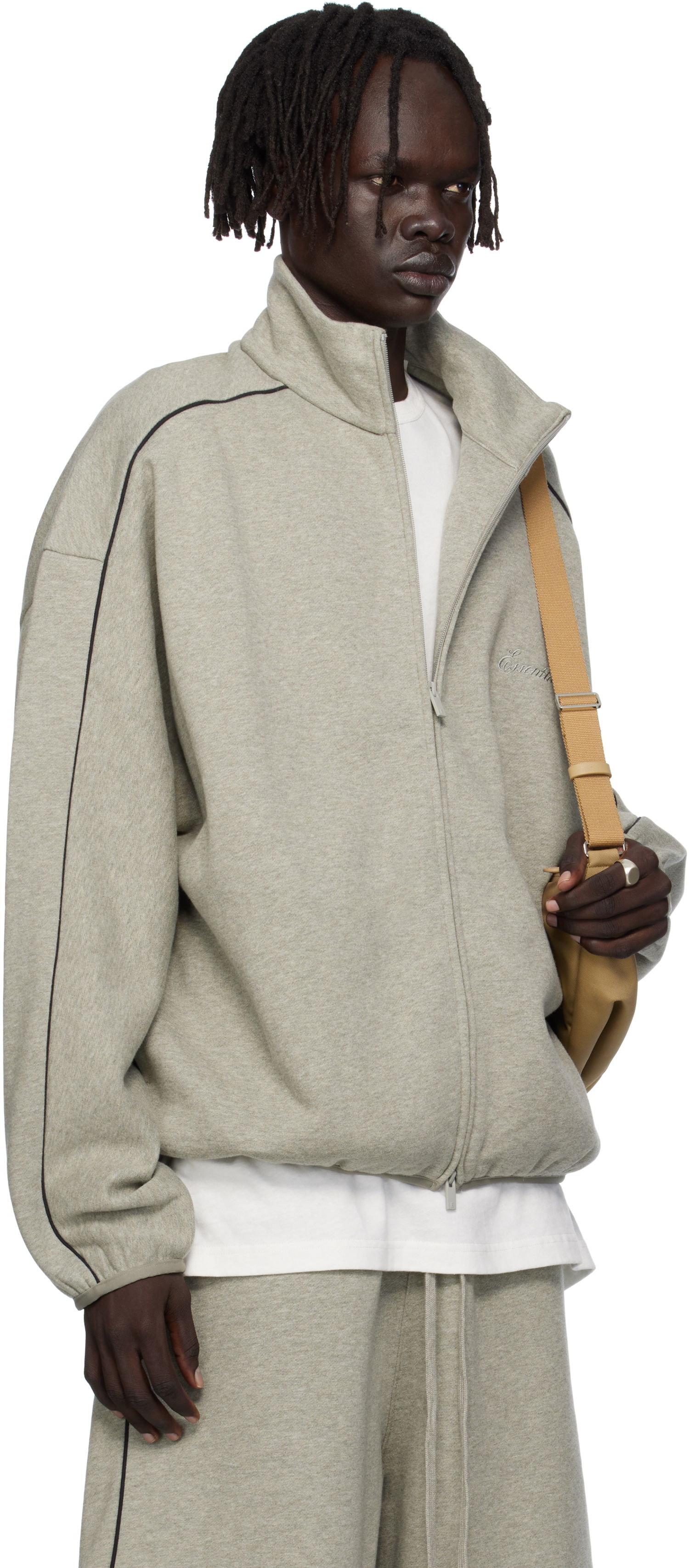 Jacka Fear of God Fear of God ESSENTIALS Modern Fit Fleece Track Jacket Grå | 202SP256895F, 1