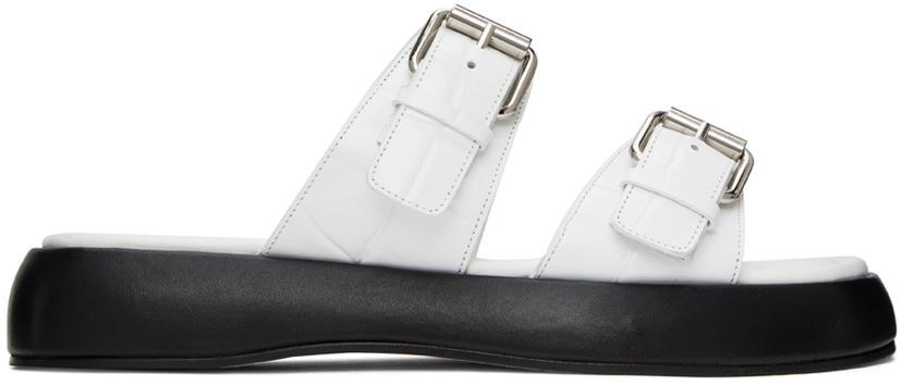 Sneakers och skor BY FAR Wyatt Leather Platform Sandals Vit | 23SSWYSWHMCRN