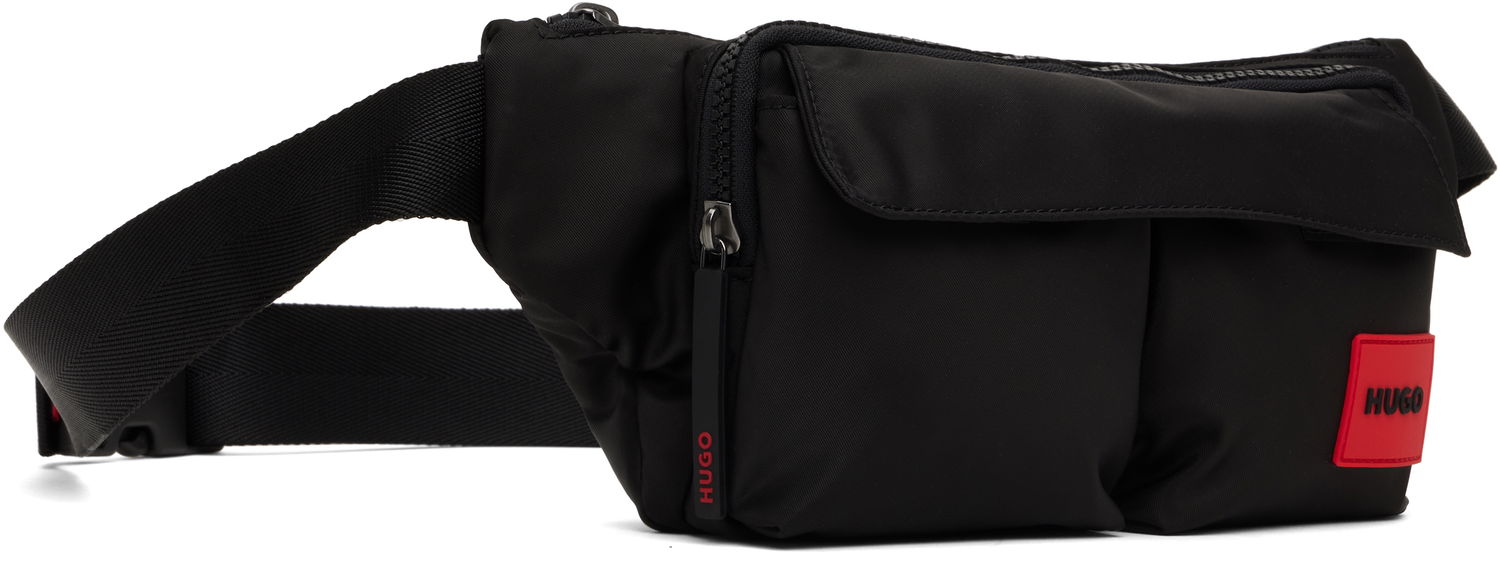 Midjeväska BOSS HUGO Twill Double Flap Pocket Belt Bag Svart | 50541616, 1