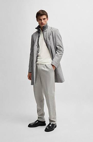 Sweater BOSS Virgin Wool Zip-Neck Sweater Vit | 50528300, 1