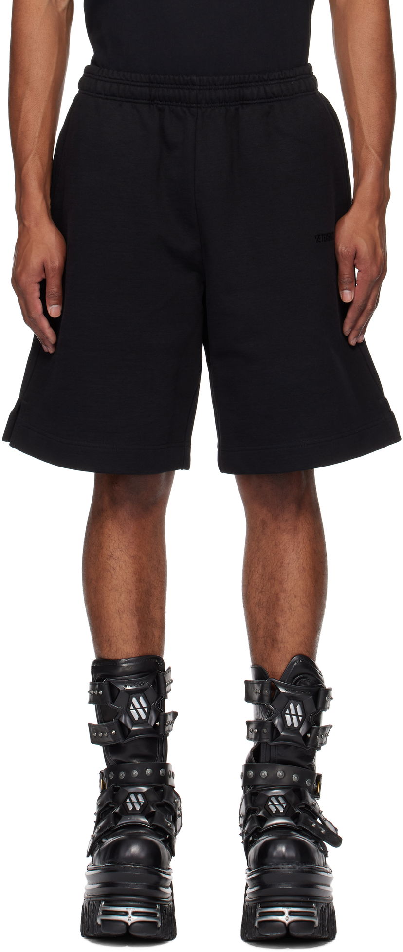 Shorts VETEMENTS Embroidered Logo Sweatshorts Svart | UA66SS610B