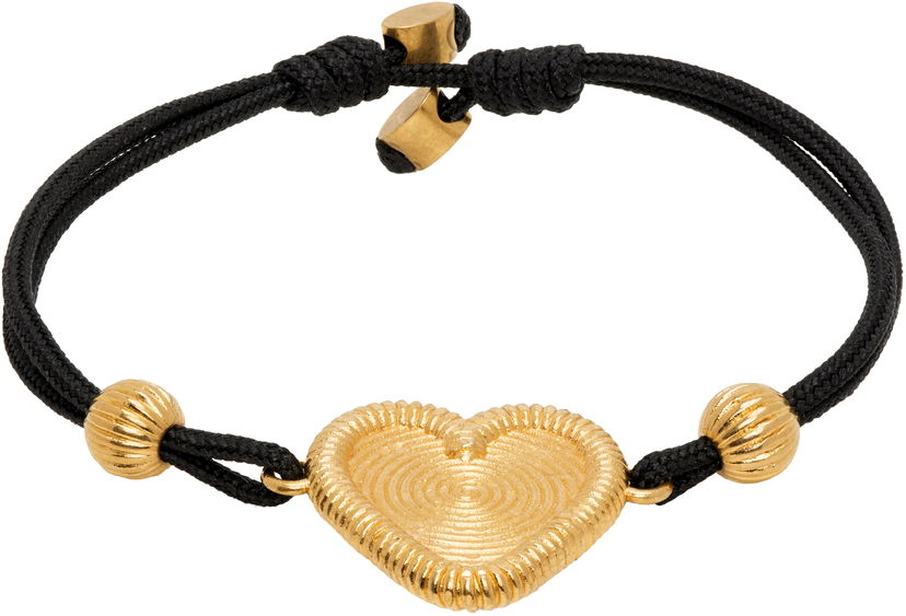 Armband Valentino Valentino Garavani Fil Perdu Gold-Tone Heart Cord Bracelet Svart | 6W0J0Z58CHY
