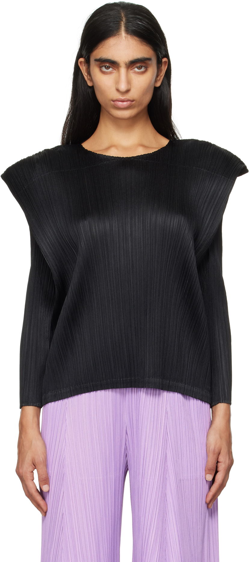 T-shirt Pleats Please Issey Miyake Top Svart | PP48JK131