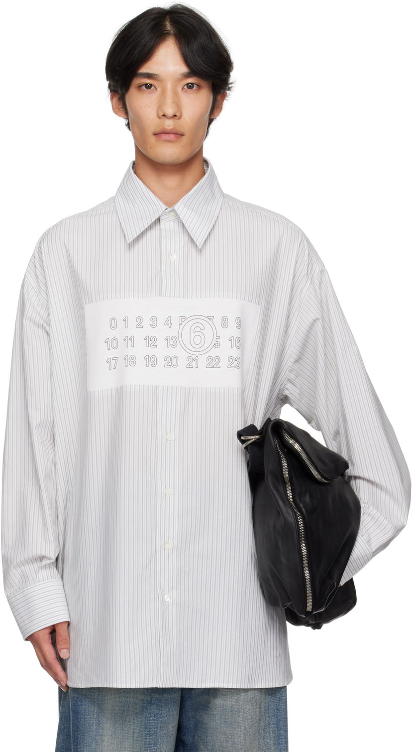 Skjorta Maison Margiela MM6 Maison Margiela Striped Long Sleeve Shirt Vit | SH0NH0014 M35474
