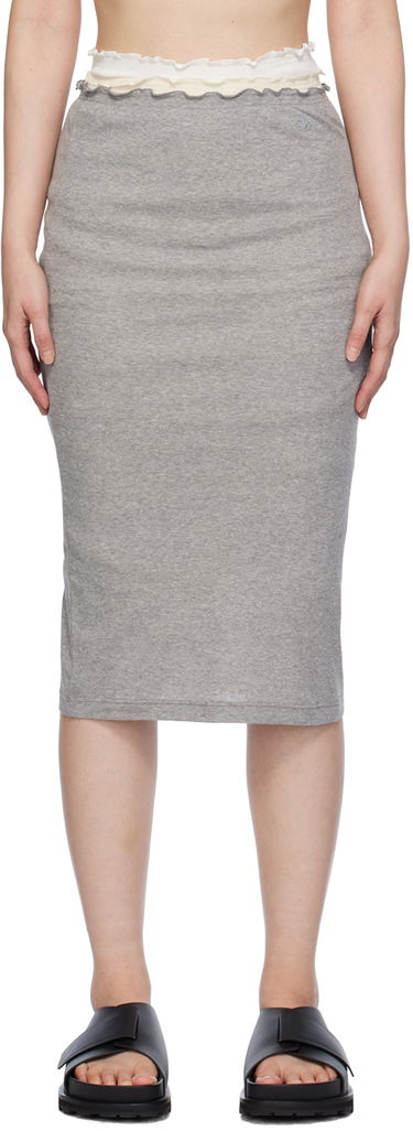 Kjol Jil Sander Layered Midi Skirt Grå | J40FV0105_JTN357, 0