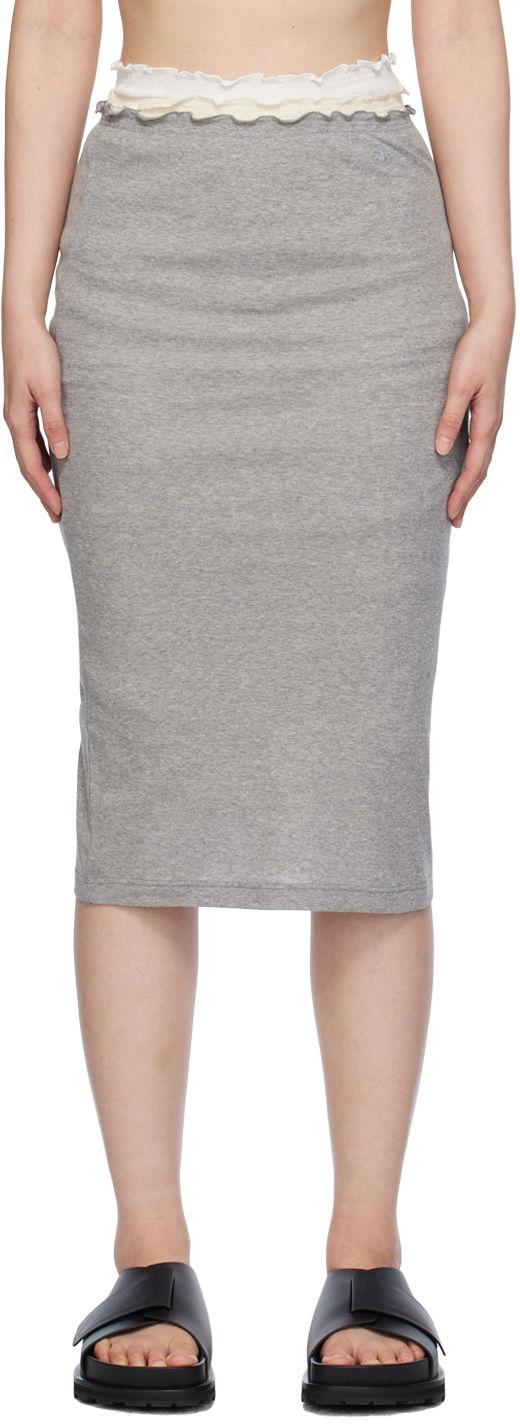Kjol Jil Sander Layered Midi Skirt Grå | J40FV0105_JTN357