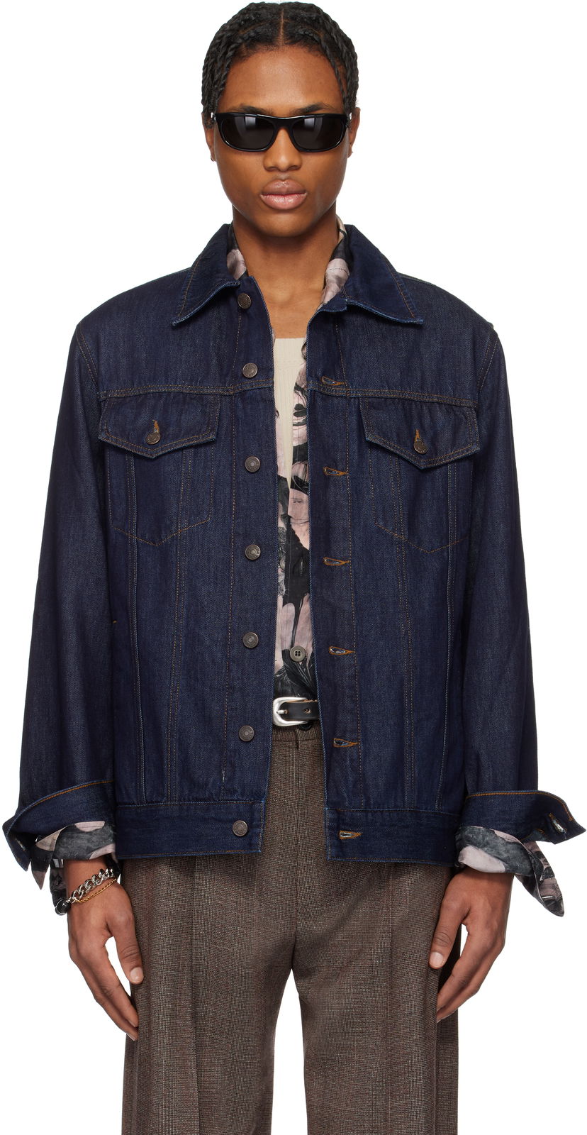 Jacka Dries Van Noten Dries Van Noten Paneled Denim Jacket Blå | 251-020503-1552