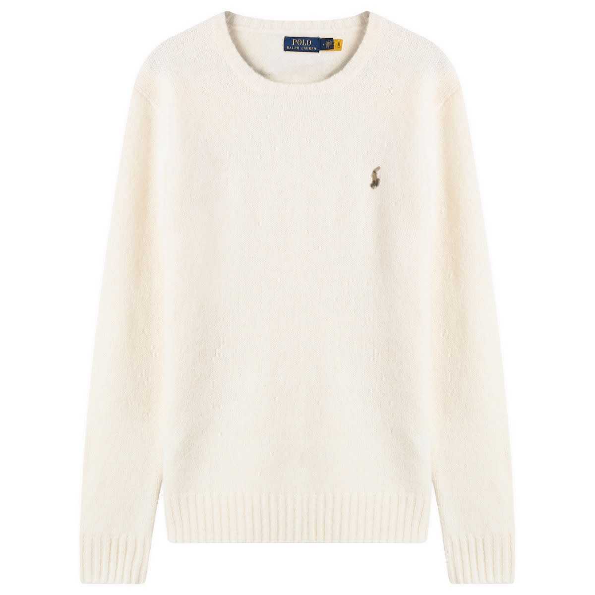 Sweater Polo by Ralph Lauren Brushed Shetland Knit Jumper Vit | 710918805509-NAT, 1