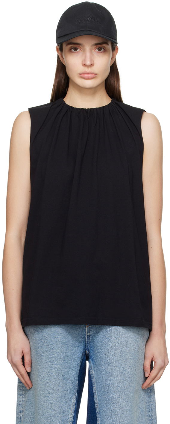Linne Maison Margiela MM6 Gathered Tank Top Svart | S52NF0004 S23588