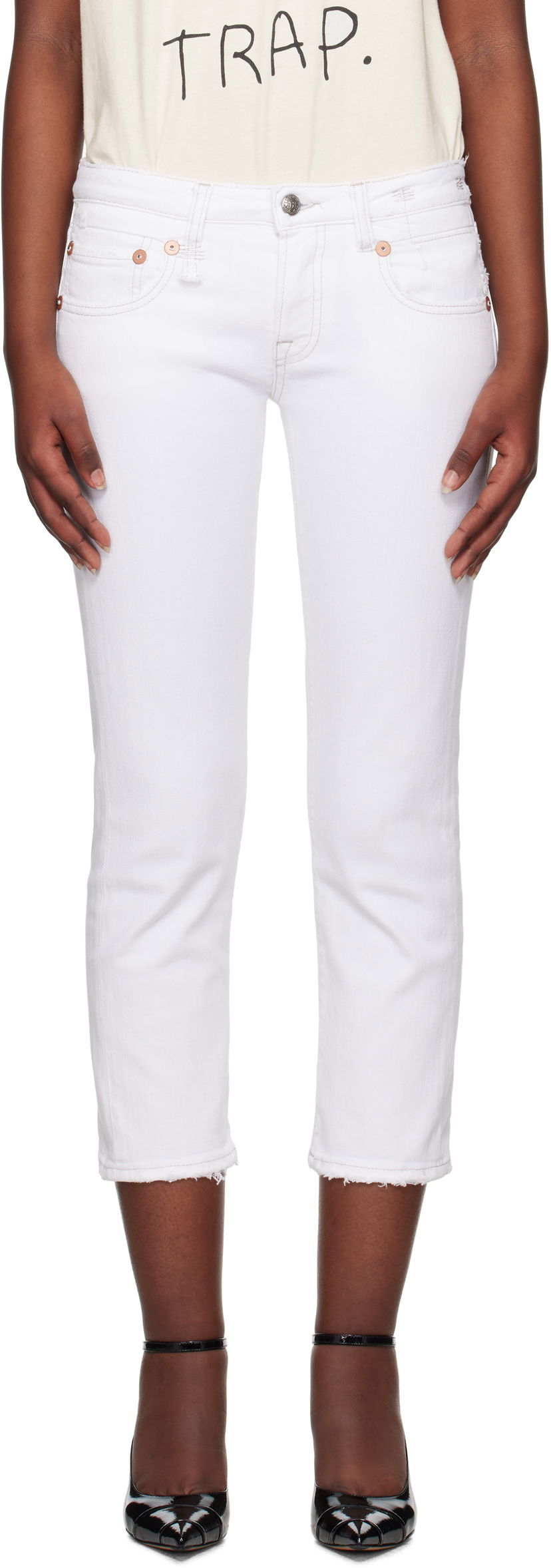 Jeans R13 R13 Boy Straight Cropped Jeans Vit | R13W0091-895A