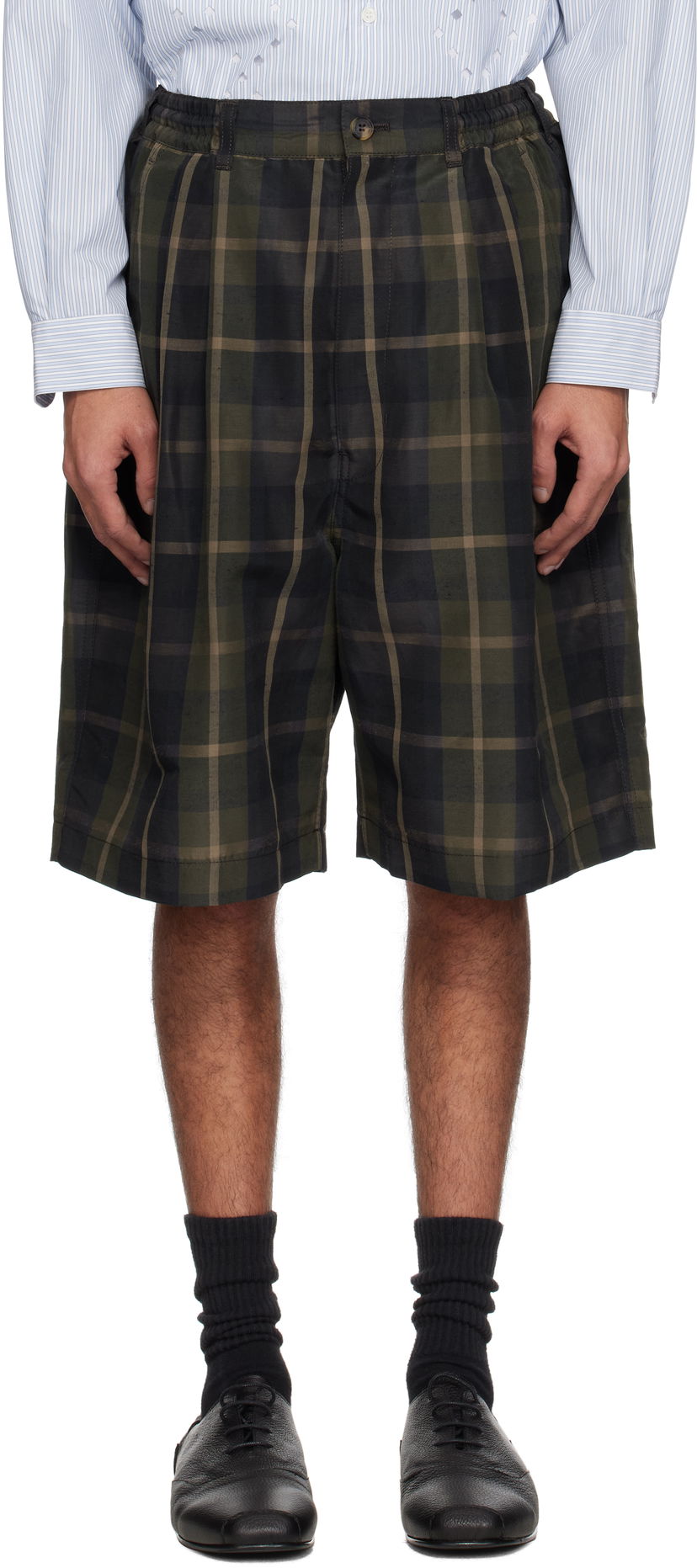 Shorts Comme des Garçons Comme des Garçons Homme Pleated Plaid Shorts Grön | HO-P035-051