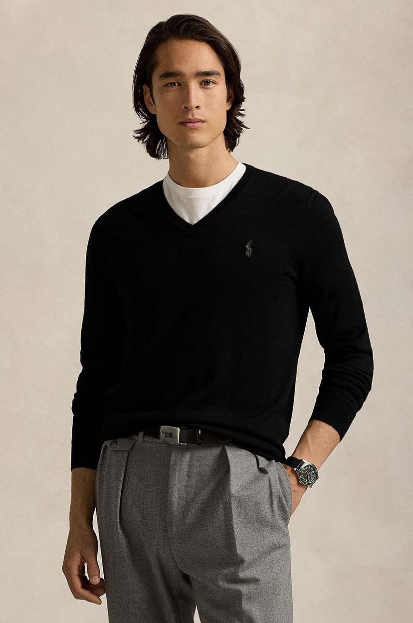 Sweater Polo by Ralph Lauren V-Neck Sweater Svart | 710946142