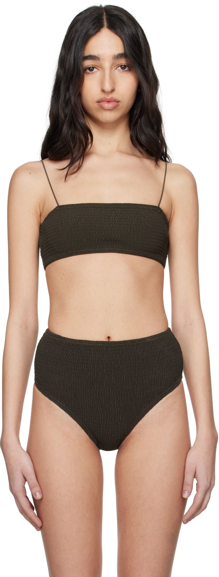 Badkläder TOTEME TOTEME Smocked Bikini Top Grön | 242-WSW1079-FB0130