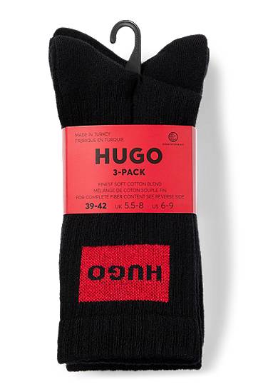 Strumpor BOSS Three-Pack of Short Socks with Logo Labels, HUGO Svart | 50531515, 1