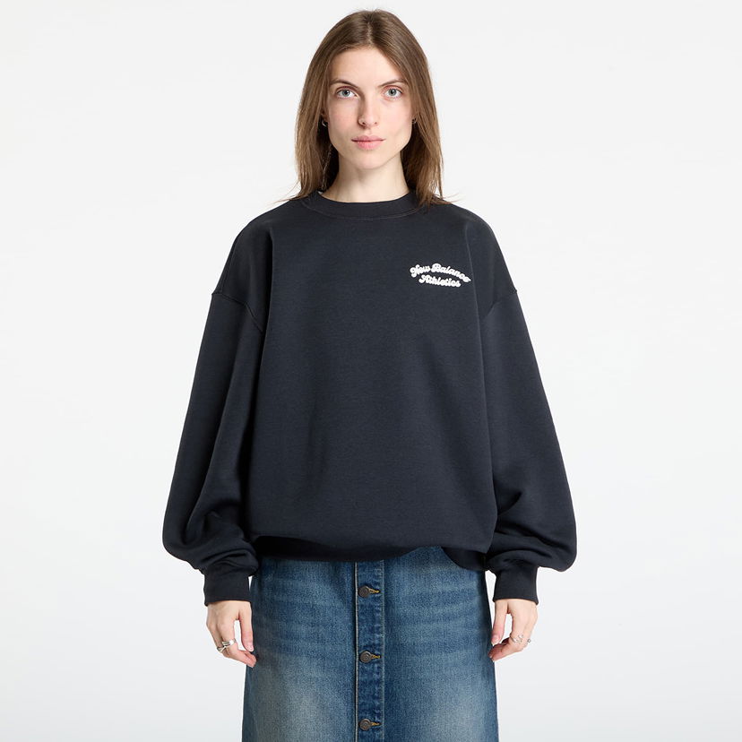 Sweatshirt New Balance Sweatshirt Linear Heritage Fleece Crew Svart | WT53516BK