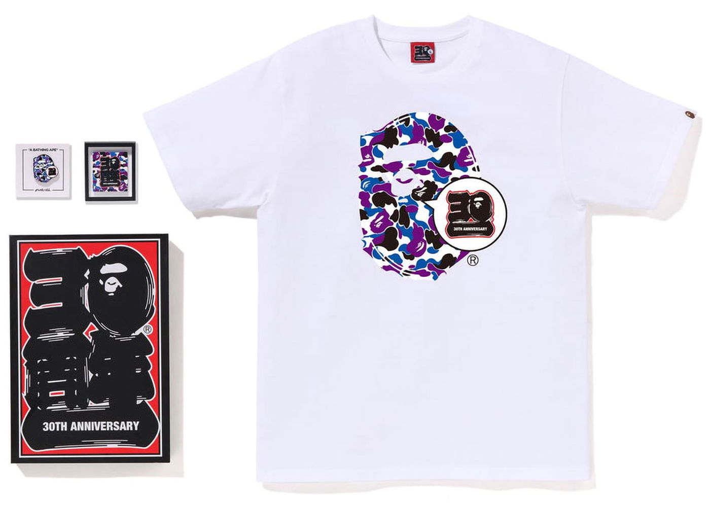 T-shirt BAPE Store Hong Kong 30th Anniversary Ape Head Tee Set Vit | 1J22-110-033, 0