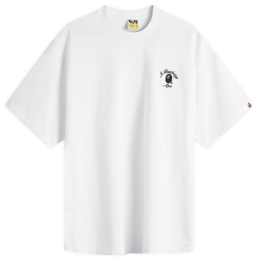 T-shirt BAPE One Point College Relaxed Fit T-Shirt, Size Large Vit | 001TEL301304M-WHT